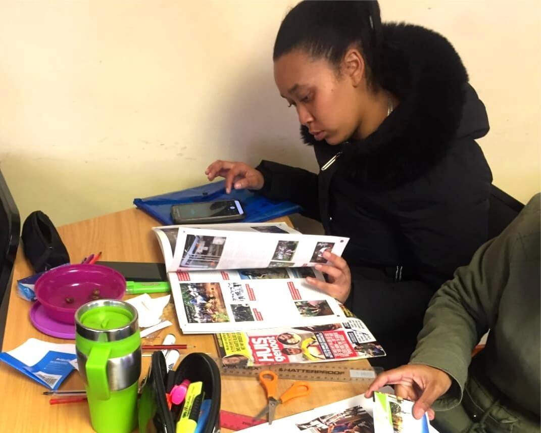 Woman doing research